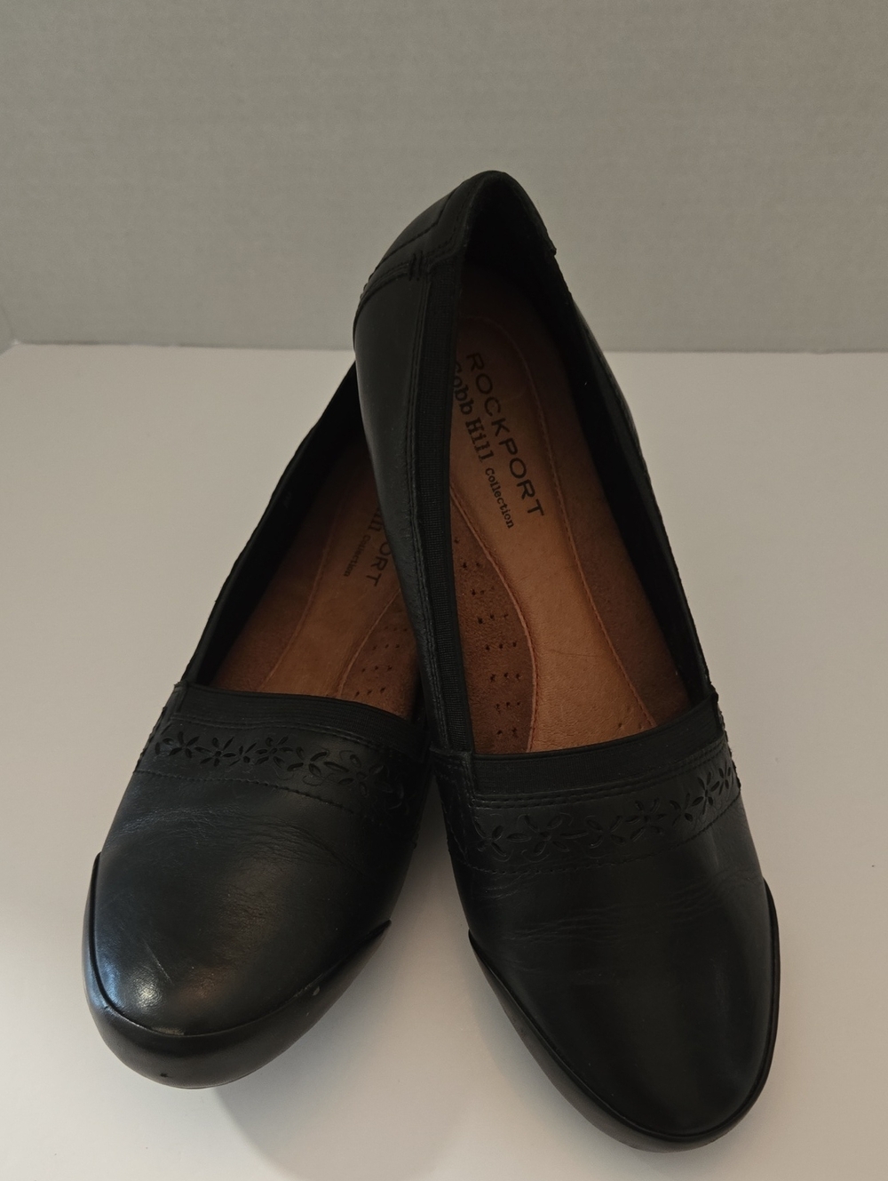 Rockport Black Leather Women's Slip-On Loafers with Laser-Cut Detail